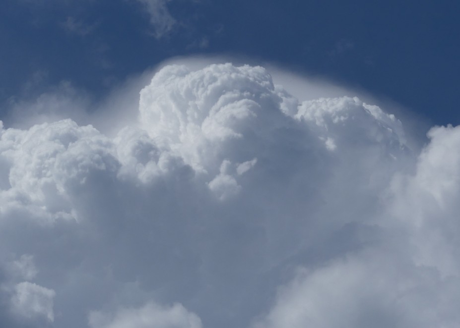 Manchmal schießen diese Wolken so schnell in die Höhe, dass sch an der Oberseite eine Art Kappe bildet.